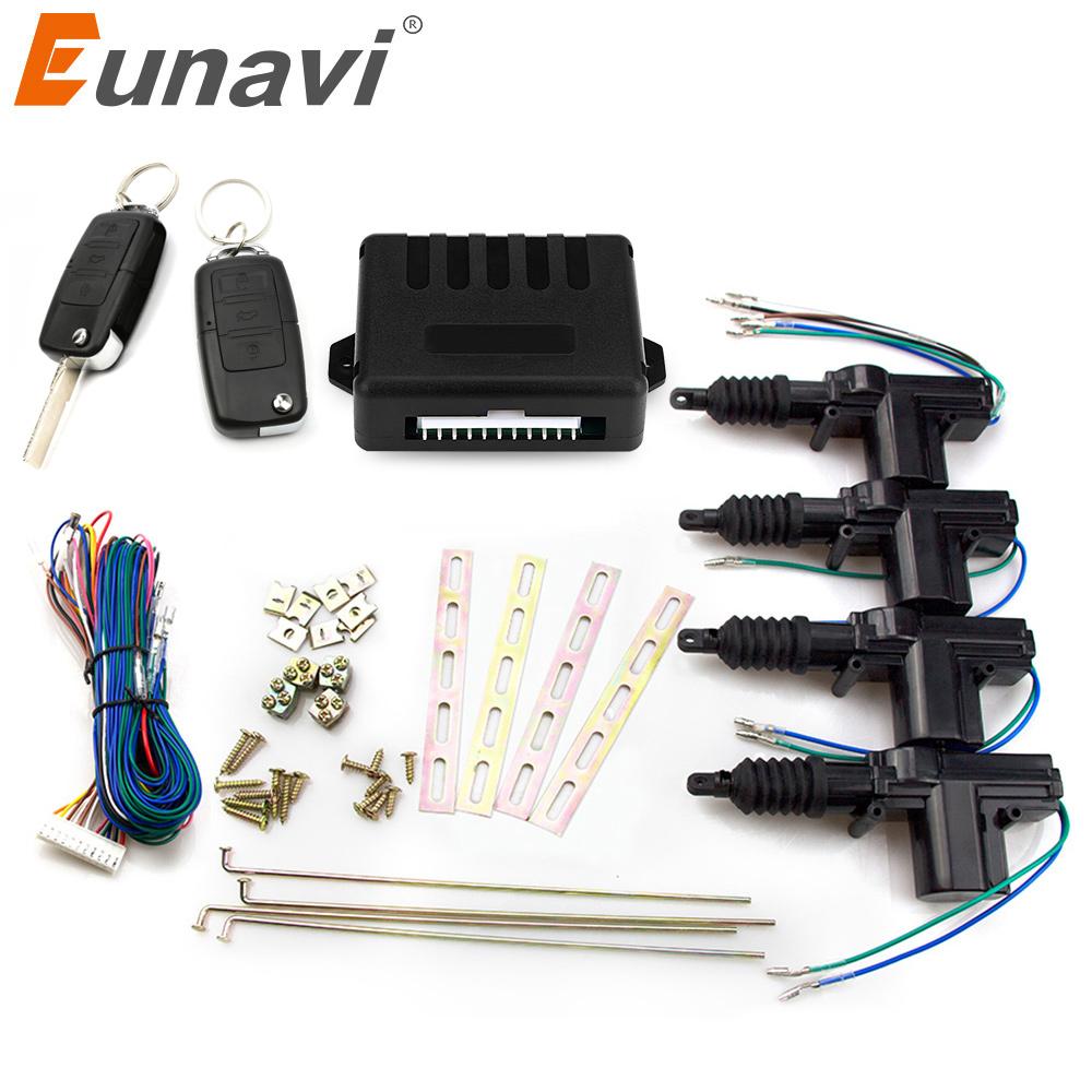 Eunavi universal car power door lock actuator 12-Volt Motor (4 Pack) Car Auto Remote 4 Door Bracket Keyless Entry System