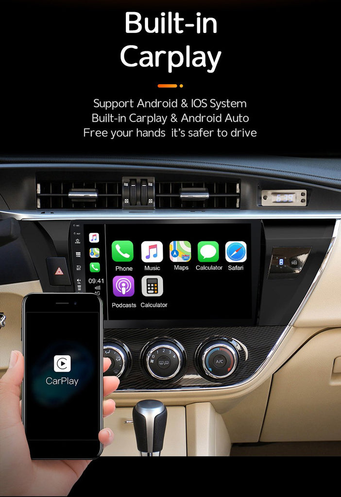 Eunavi Android 10 Car Radio Multimedia Video Audio Player Navigation GPS For Toyota Corolla E170 E180 2013 - 2016 no 2 din dvd