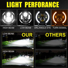 Cargar imagen en el visor de la galería, NEW 7 Inch Cree LED Headlight High Low Beam Turn Signal Halo Lights Compatible With Jeep Wrangler JK TJ LJ (Crescent Angel Eyes)