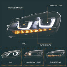 Załaduj zdjęcie do przeglądarki galerii, VLAND Headlamp Car Headlight Assembly For Volkswagen Golf Mk6 GTI/2012-2013 RHD/LHD Light Moving Turn Signal Dual Beam Lens