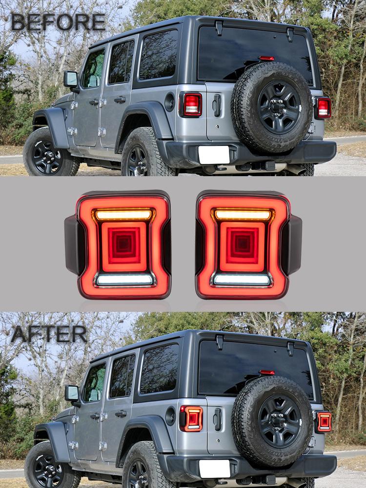 VLAND Car Accessories LED Tail Lights Assembly For Jeep Wrangler JL JLU 2018 2019 2020 Tail Lamp With Turn Signal Reverse Light