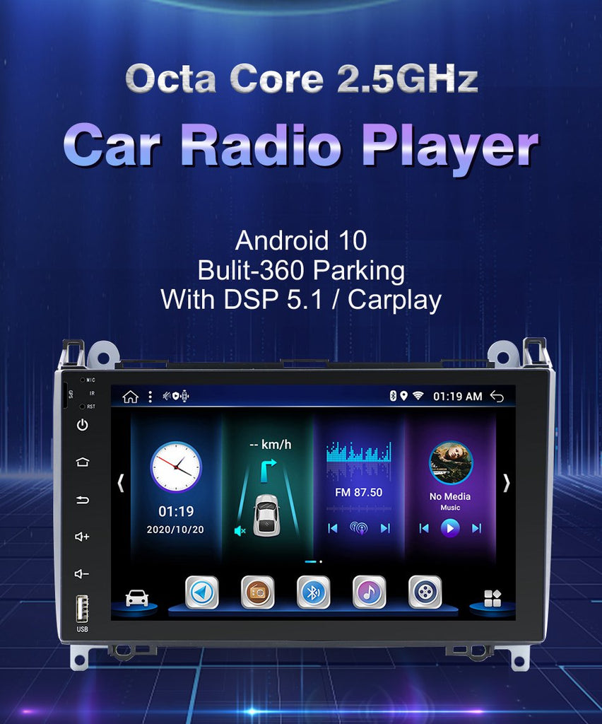 Eunavi Android 10 Car Radio GPS For Mercedes Benz B-class B200 Sprinter Viano Vito B180 Multimedia Video Player USB 2 Din no DVD