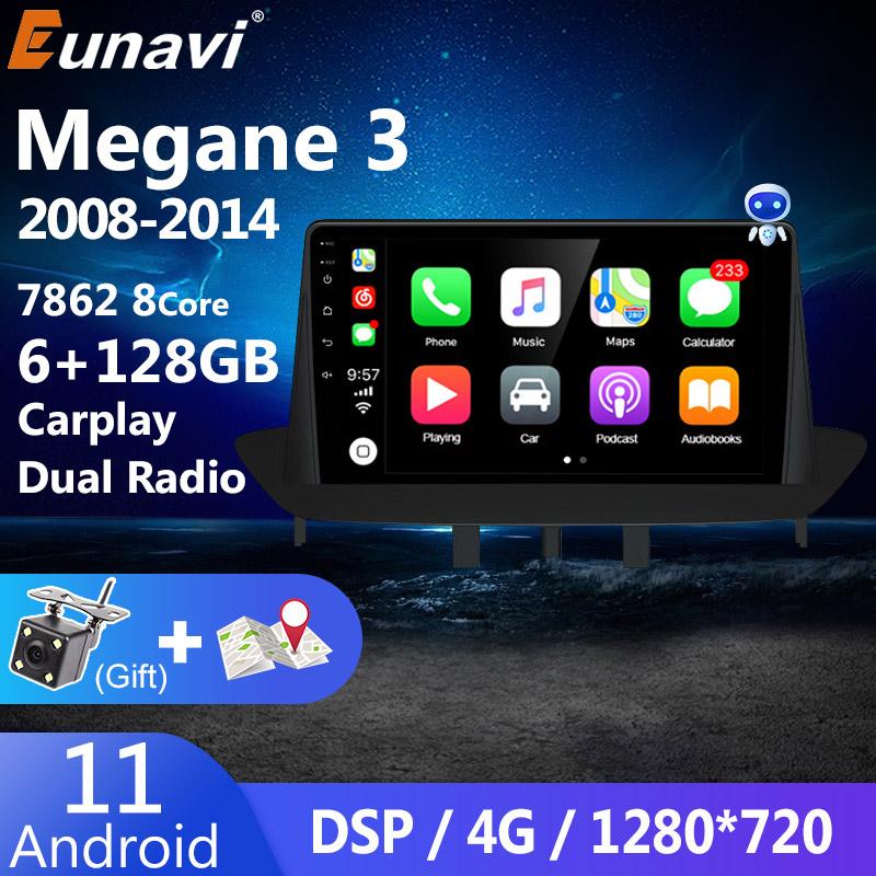 Eunavi 4G Car Radio Multimedia Video Player For Renault Megane 3 Fluence 2018 - 2014 Android Auto Car Stereo Audio GPS 2Din dvd