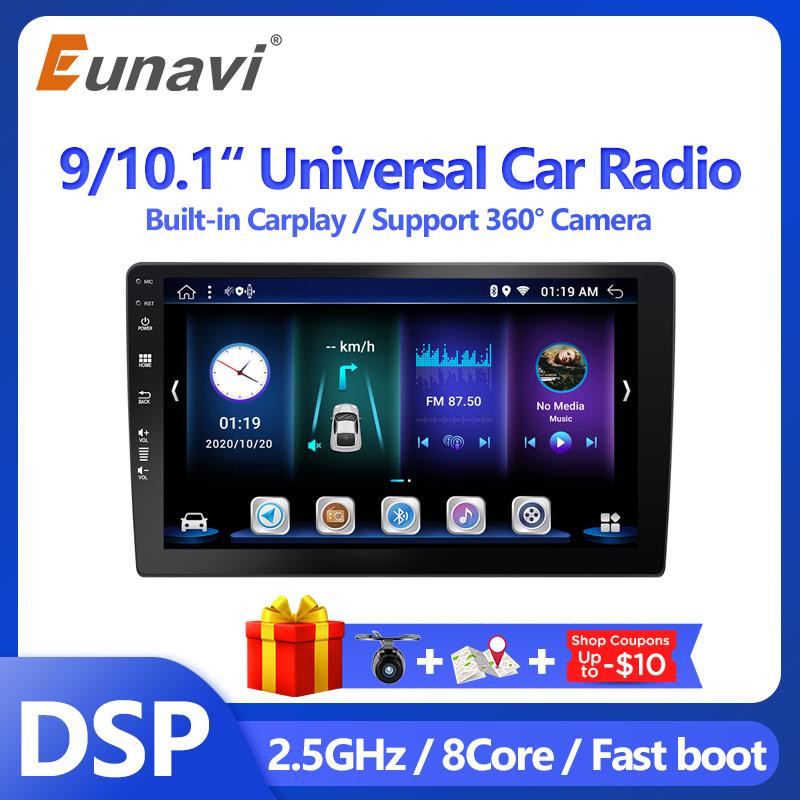 Eunavi 8Core DSP 4G+64G 2 Din Car Radio Multimedia Video Player Android 9 10.1 inch Touch Screen Universal Head unit GPS Stereo