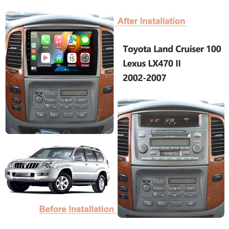 Eunavi 4G 2DIN Android Auto Radio GPS For Toyota Land Cruiser 100 For Lexus LX470 2002-2007 Car Multimedia Video Player Carplay