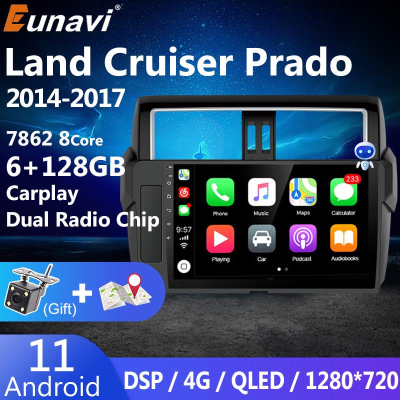 Eunavi 4G 2 Din Android 11 Car Radio Multimedia Video Player For Toyota Land Cruiser Prado 150 2013 - 2017 Head unit DVD GPS