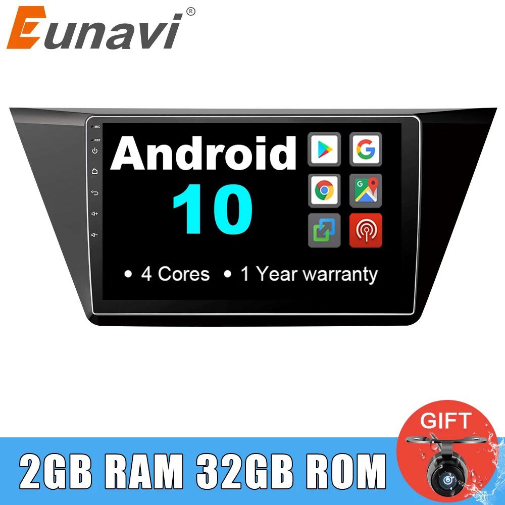 Eunavi 2din Android 10 Car Radio multimedia Headunit GPS Navigation for VW Volkswagen Touran 2016 2 din stereo touch screen