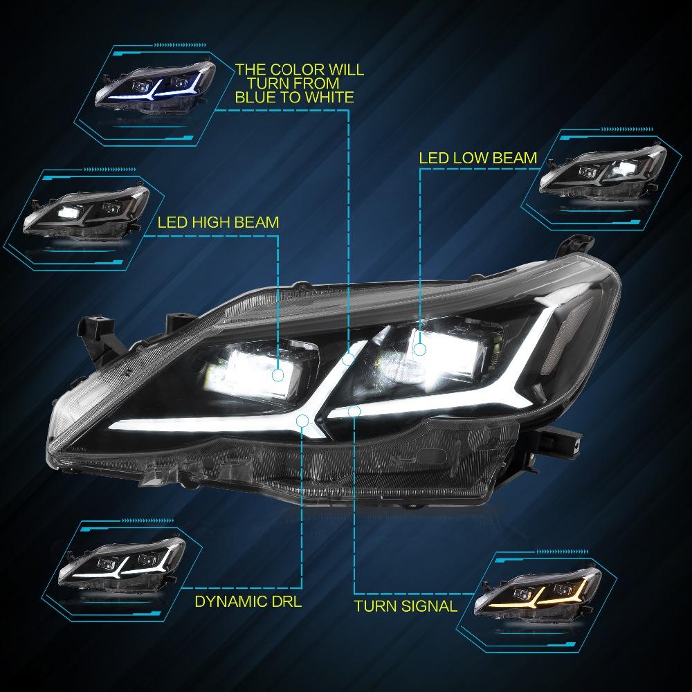 VLAND Headlamp Car Headlights Assembly For Toyota Reiz Mark X LED Headlights 2010-2013 With Moving Turn Signal Dual Beam Lens