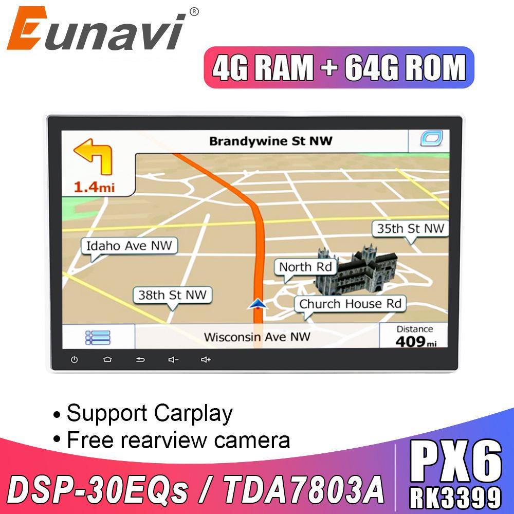 Eunavi 2Din 10.1 inch Universal Android 9 Car Radio DVD Stereo GPS Navigation 2 din Headunit multimedia 1024*600 TDA7851 RDS