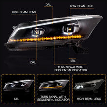 Load image into Gallery viewer, VLAND Headlamp Car Headlights Assembly for Honda Accord 2008-2012 Headlight LED DRL with moving turn signal Dual Beam Lens