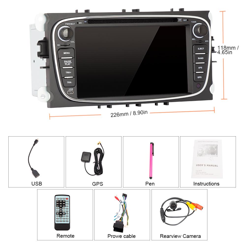 Eunavi 7'' 2 Din Car DVD Radio Player for FORD/Focus/S-MAX/Mondeo/C-MAX/Galaxy GPS Navigation Stereo Video Head unit Car pc bt