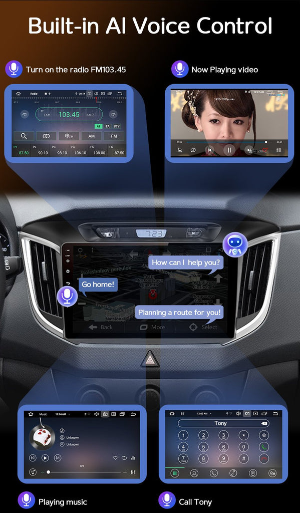 Eunavi 4G QLED 2 DIN Android 11 Car Multimedia Video Player For Hyundai Creta IX25 2015 - 2019 Car Radio DVD Head unit GPS Navi