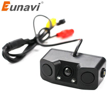 Load image into Gallery viewer, Eunavi 3 IN 1 Video Parking Sensor Car Reverse Backup Rear View Camera with 2 Radar Detector Sensors BiBi Alarm Indicator Anti