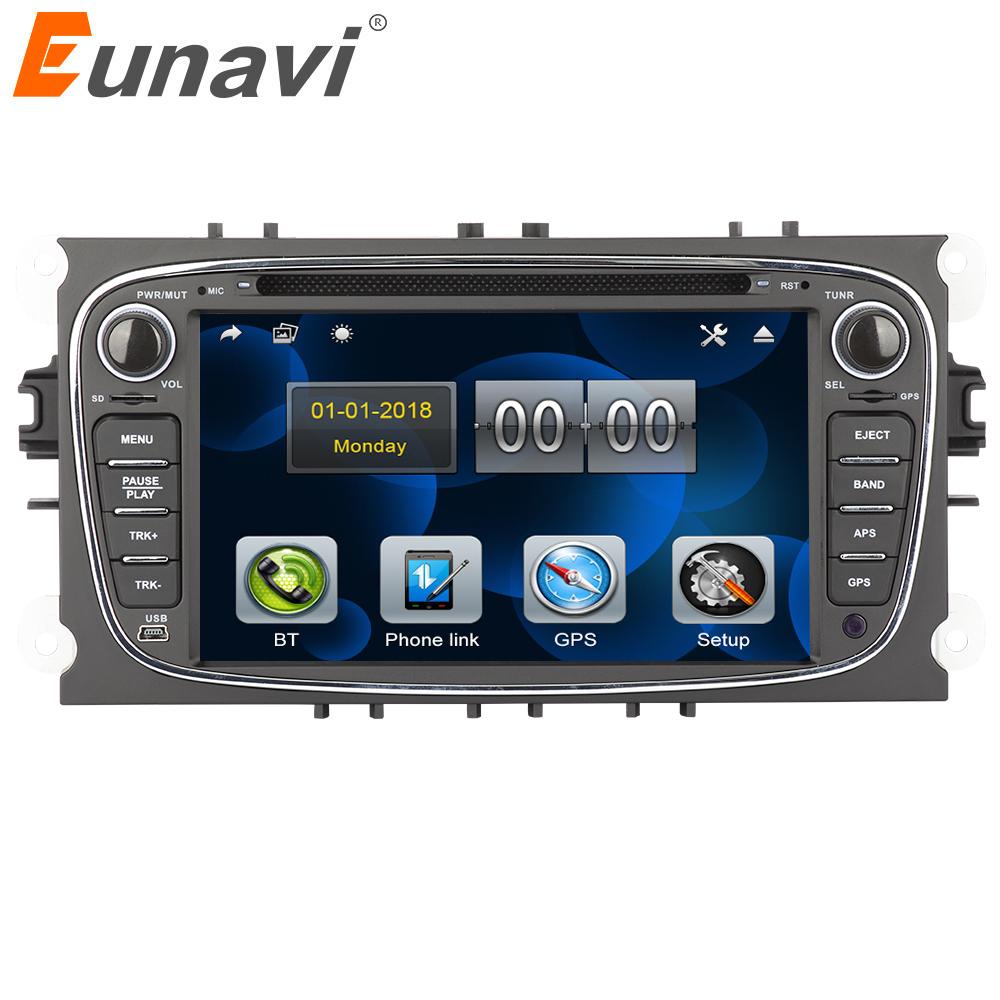 Eunavi 7'' 2 Din Car DVD Radio Player for FORD/Focus/S-MAX/Mondeo/C-MAX/Galaxy GPS Navigation Stereo Video Head unit Car pc bt
