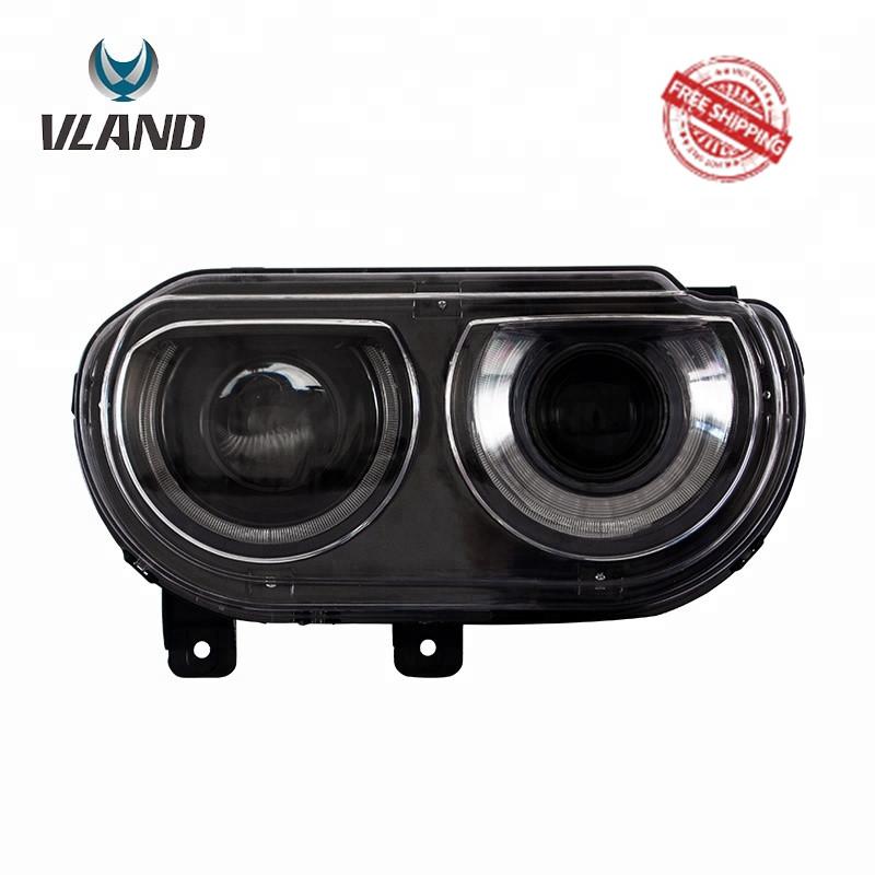 VLAND Headlamp Car Headlights Assembly For Dodge Challenger 2008-2014 Head Light Moving Turn Signal Light DRL Dual Beam Lens