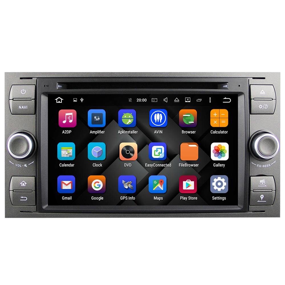 Eunavi 2 Din Android 9 4G 64GB Car Multimedia DVD for FORD S-Max Kuga Fusion Transit Fiesta Focus 2 II gps auto radio player 7''