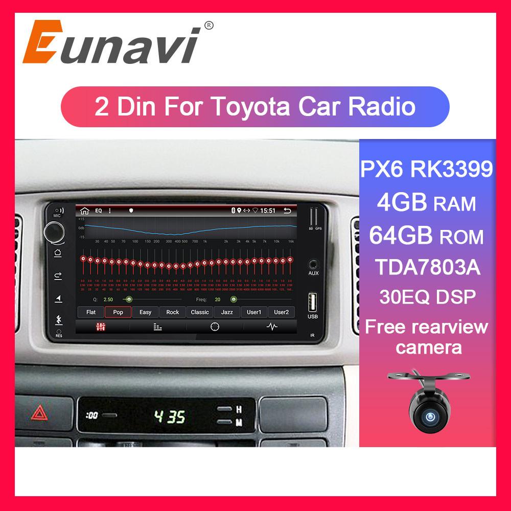 Eunavi Android 9.0 CAR GPS For Toyota Universal RAV4 COROLLA VIOS HILUX Terios Land Cruiser 100 PRADO 4G+64G RK3399 2 din