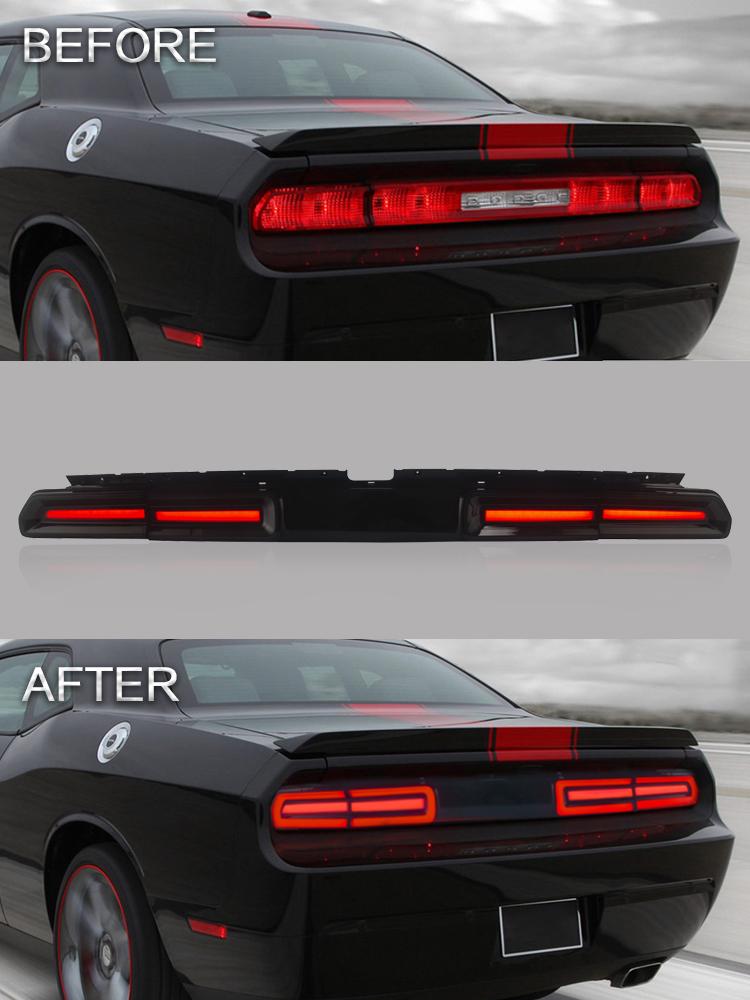 VLAND Car Accessories LED Tail Lights Assembly For Dodge Challenger  Tail Lamp Amber/Red Sequential Turn Signal Light2008-2014