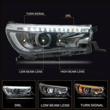 Cargar imagen en el visor de la galería, VLAND Headlamp Car Headlights Assembly for Toyota Hilux 2015 2016 2017 2018 2019 Headlight with moving turn signal Dual Beam Len
