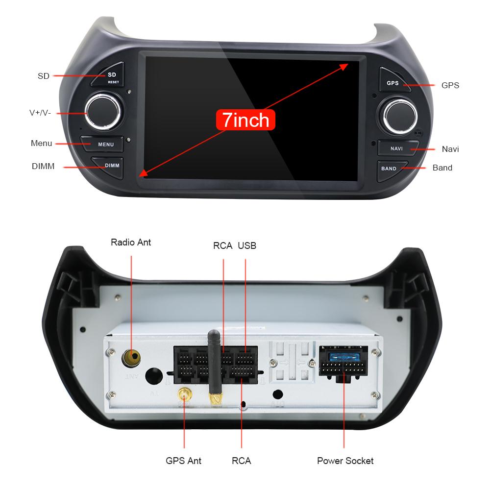 Eunavi 1din Car radio stereo Multimedia Android 10 For FIAT/Fiorino/Qubo/Citroen/Nemo/Peugeot/Bipper GPS Navigation RDS wifi