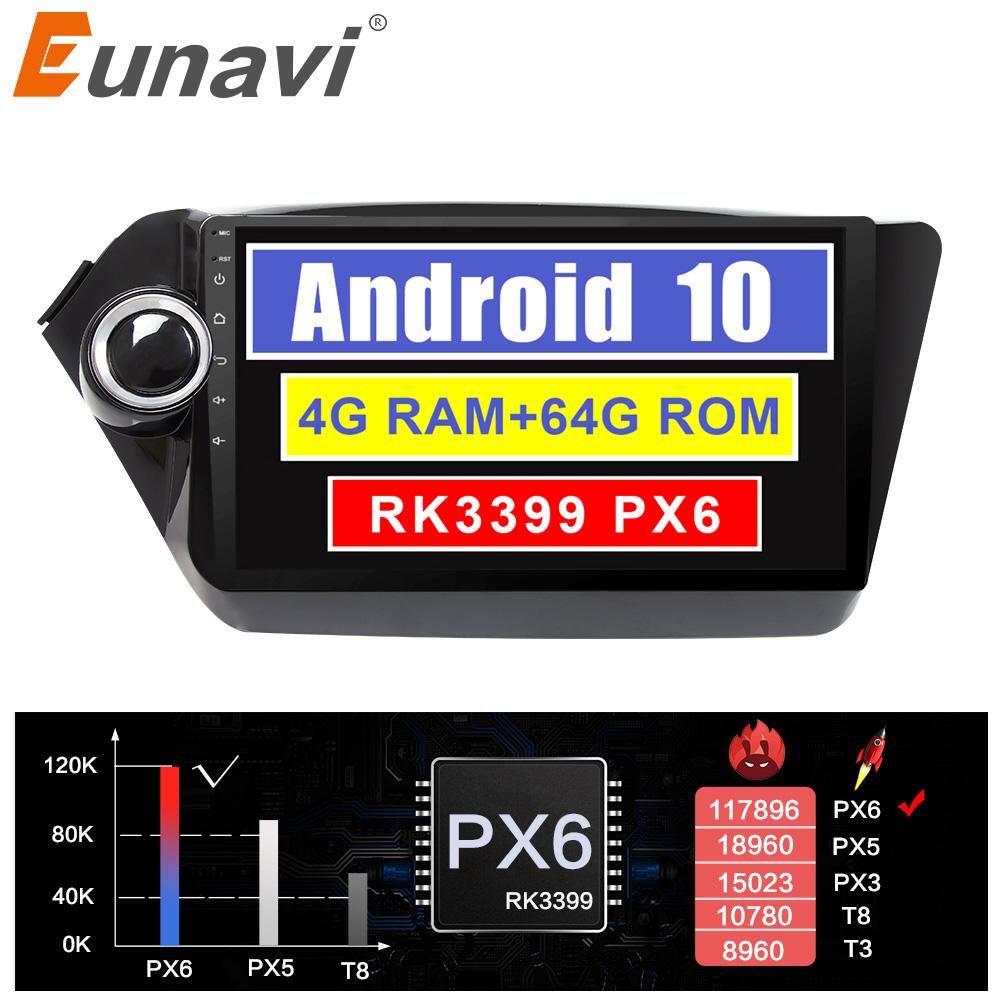 Eunavi Android 10 2 Din Car radio GPS For Kia k2 rio 3 4 2010-2016 Multimedia stereo navigation Auto radio TDA7851 4GB 64GB