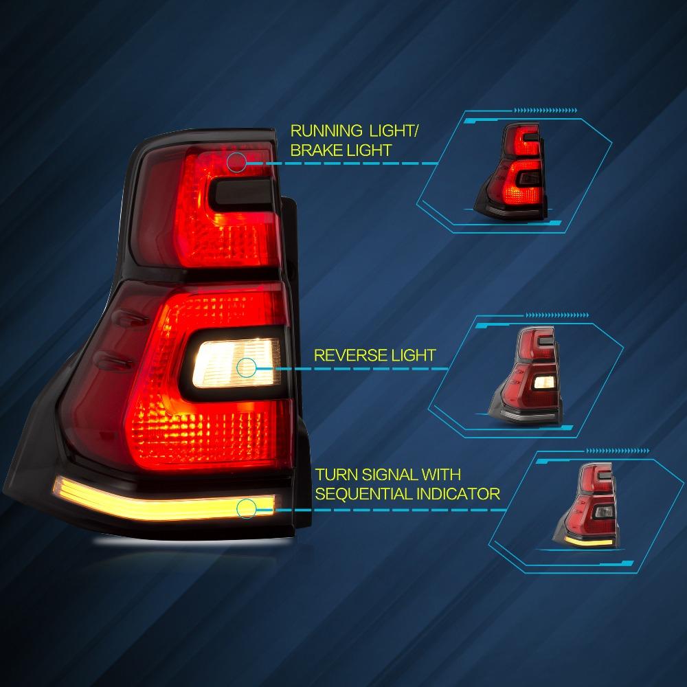 VLAND Tail Lights Assembly For Toyota Land Cruiser Prado 2010-2016 Taillight Tail Lamp Turn Signal Reverse Lights LED DRL Light