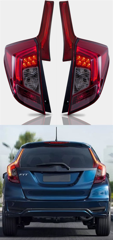 Vland For 2014-UP Honda Fit /JazzTail Lights Led Red Lens New Design Plug And Play