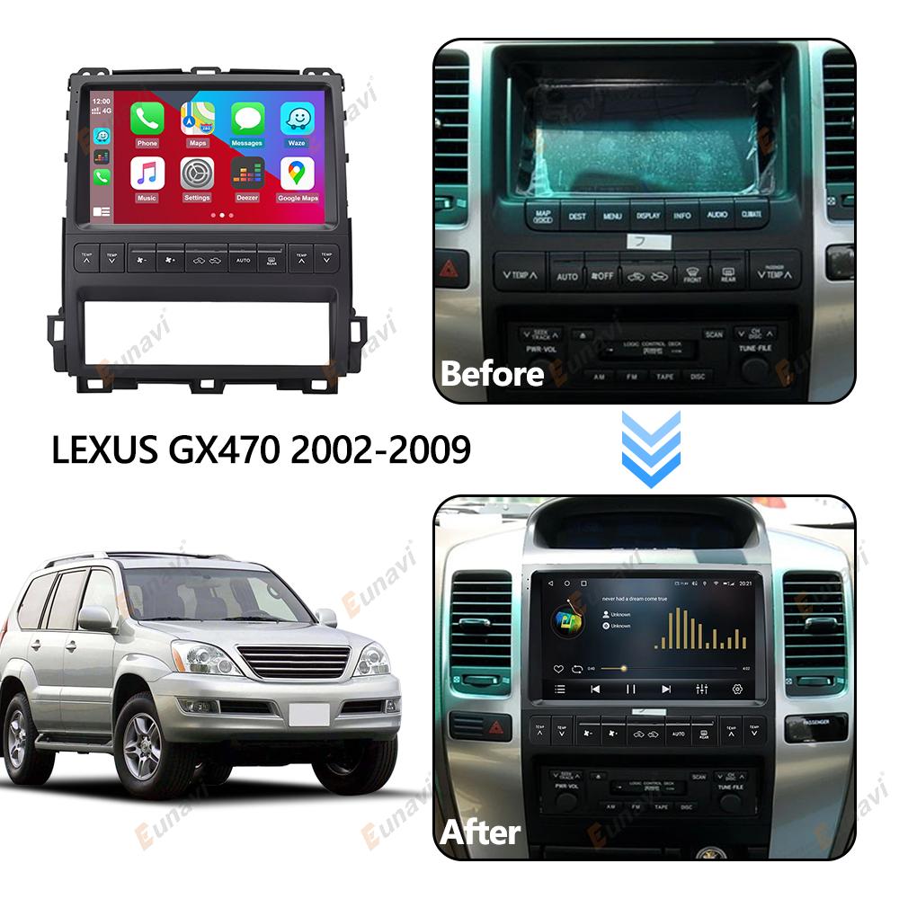 Eunavi Android 11 7862c Car Radio DSP Multimedia Player For LEXUS GX470 2002-2009 Autoradio Video QLED Screen GPS Navigation 4G