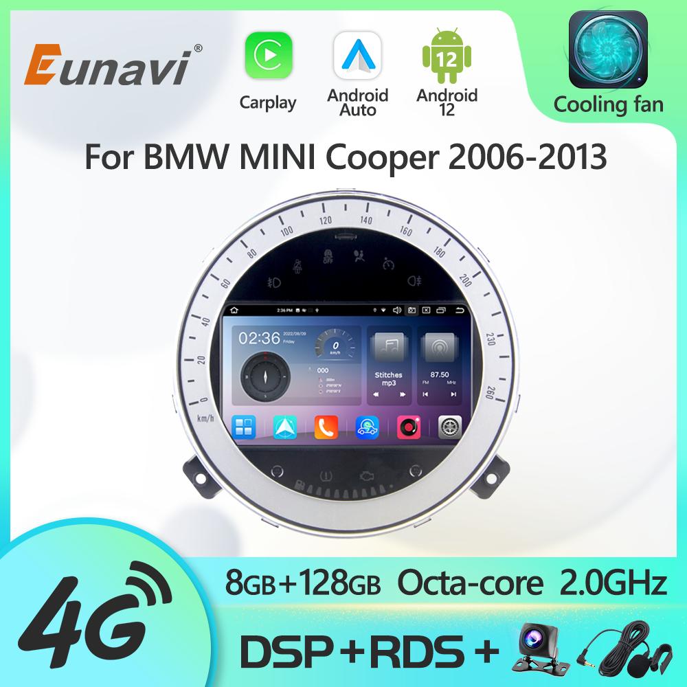 Eunavi Android 12 Car Radio DSP Multimedia Player For BMW Mini Cooper R56 R57 R58 R60 2006-2013 Autoradio Video GPS Navigation